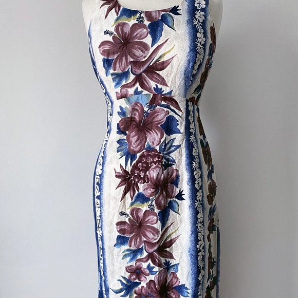 Hawaiian Vintage 90s Midi Hibiscus Tiki Dress • Size S - Picture 8 of 10